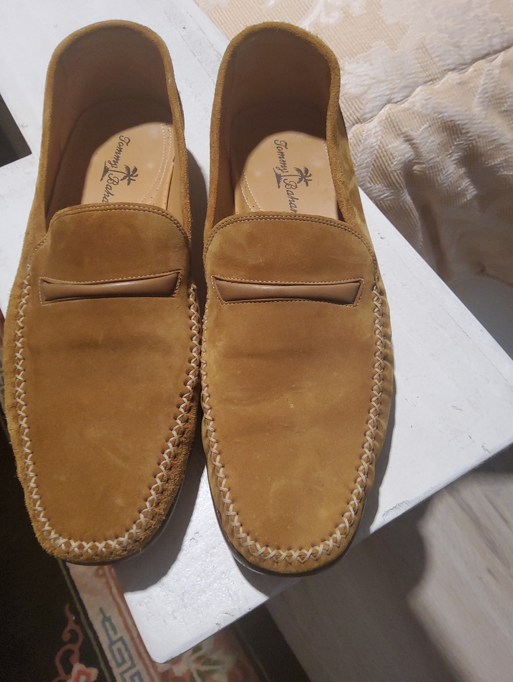 Tommy Bahama Men's Tan Suede Slip-On Loafers
